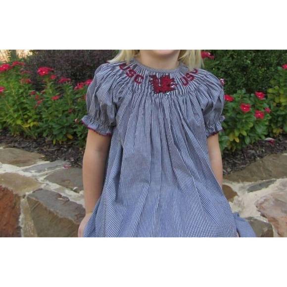 Vive la Fete Girls Embroidered Purple Gingham Skirt with Sash - LSU main image 1